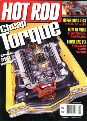 HOT ROD 2001 JAN - QUAD-4, T-TYPE, '65 A/FX CORONET